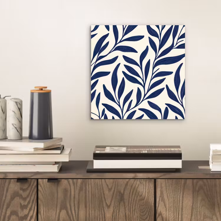 Aluminium schilderij - Bladeren - Klimop - Donkerblauw — 2