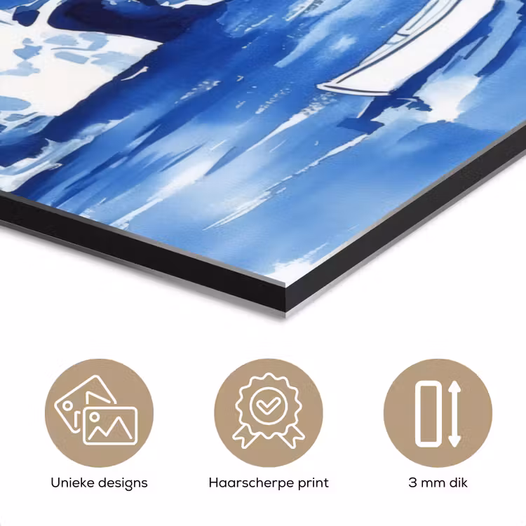 Aluminium schilderij - Dorp - Rotswand - Roeiboot - Water — 7