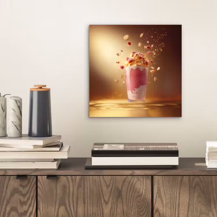 Aluminium schilderij - Framboos - Smoothie - Drinken - Roze — 2