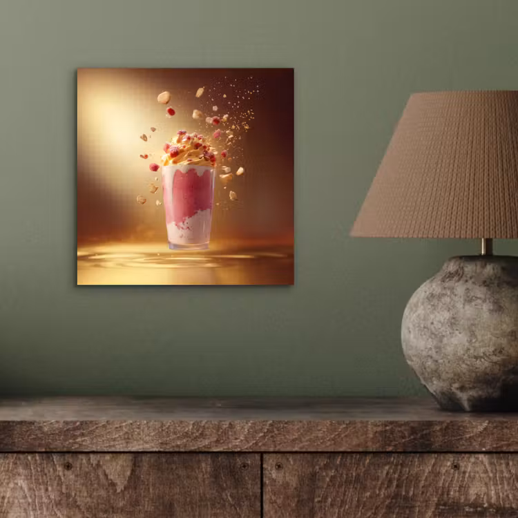 Aluminium schilderij - Framboos - Smoothie - Drinken - Roze — 3