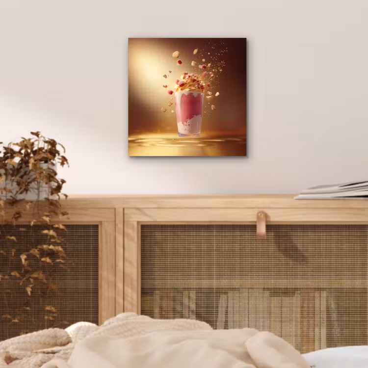 Aluminium schilderij - Framboos - Smoothie - Drinken - Roze — 4