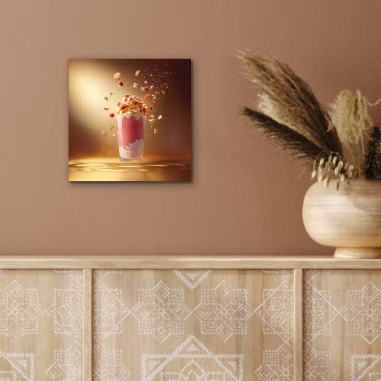 Aluminium schilderij - Framboos - Smoothie - Drinken - Roze — 5