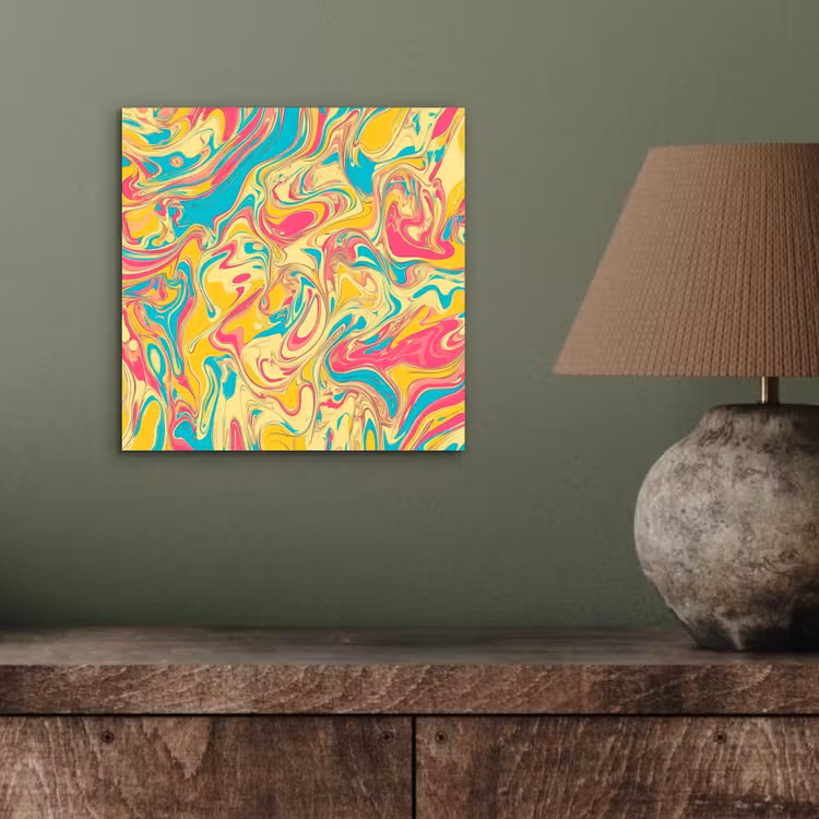 Aluminium schilderij - Geel - Roze - Blauw - Retro — 3