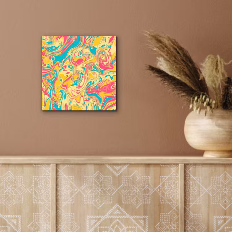 Aluminium schilderij - Geel - Roze - Blauw - Retro — 5