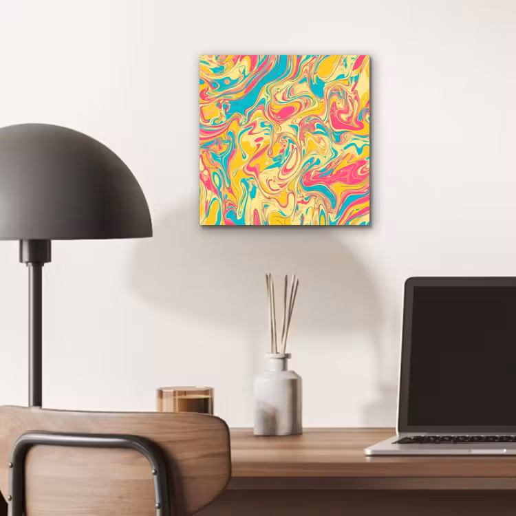 Aluminium schilderij - Geel - Roze - Blauw - Retro — 6