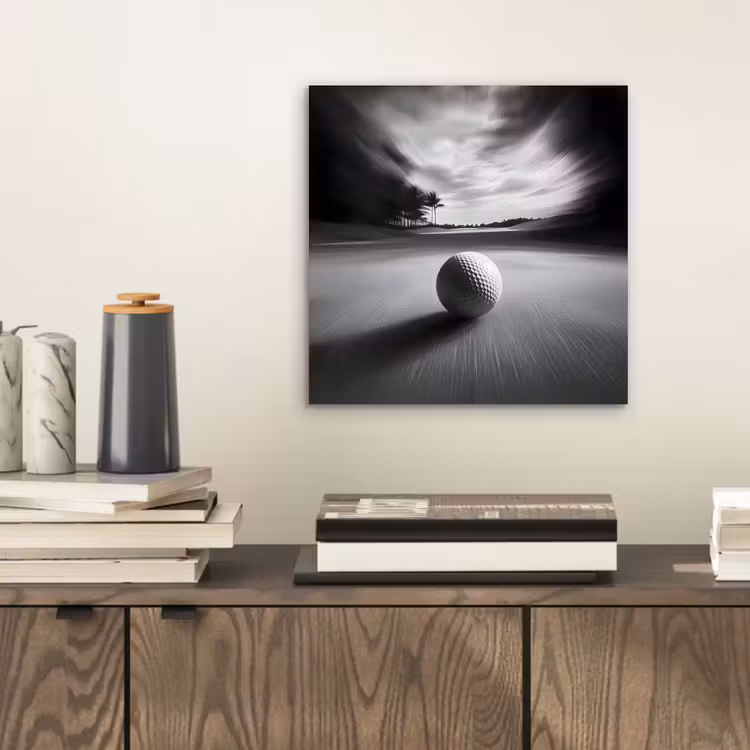 Aluminium schilderij - Golfbal - Wazig - Zwart — 2