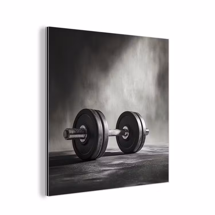 Aluminium schilderij - Halter - Gewichten - Zwart — 1