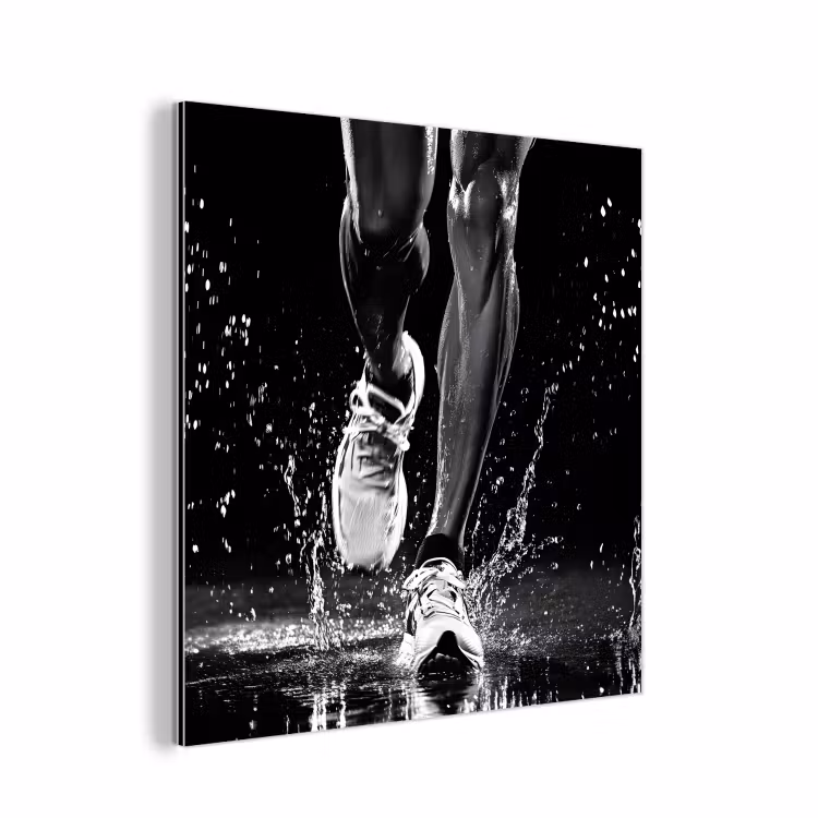 Aluminium schilderij - Hardloopschoenen - Rennen - Druppels - Zwart — 1