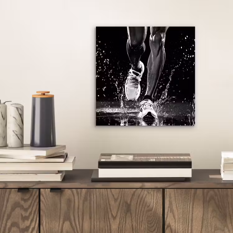 Aluminium schilderij - Hardloopschoenen - Rennen - Druppels - Zwart — 2