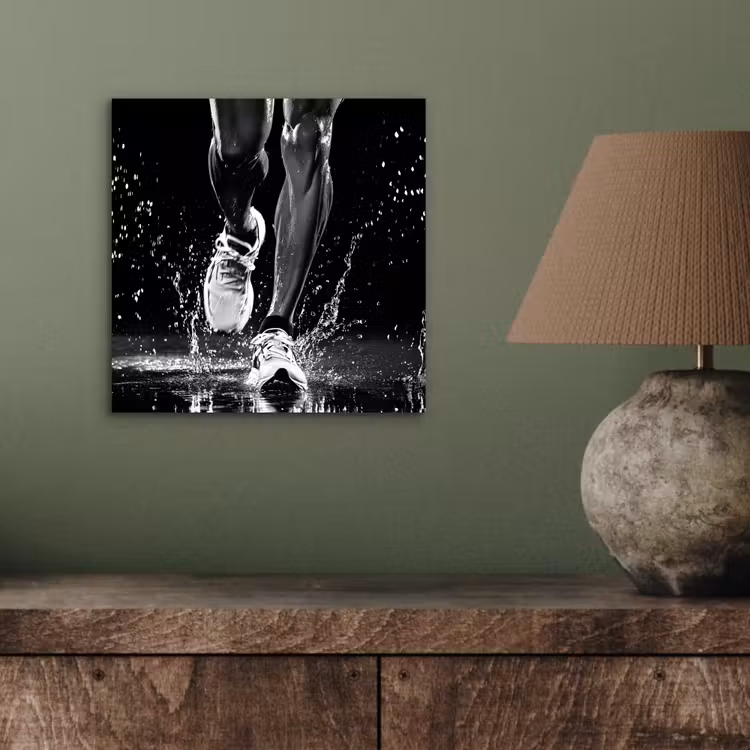Aluminium schilderij - Hardloopschoenen - Rennen - Druppels - Zwart — 3