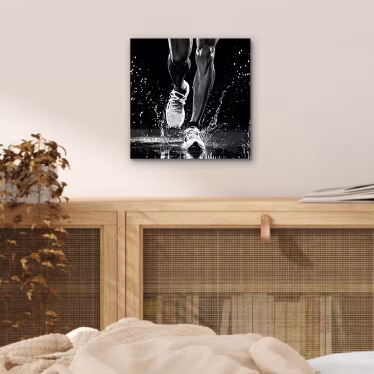 Aluminium schilderij - Hardloopschoenen - Rennen - Druppels - Zwart — 4