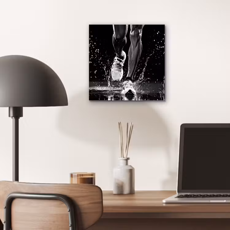 Aluminium schilderij - Hardloopschoenen - Rennen - Druppels - Zwart — 6