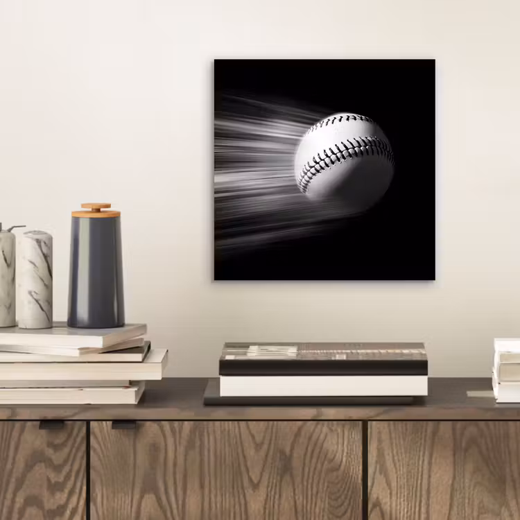 Aluminium schilderij - Honkbal - Wit - Vliegt — 2