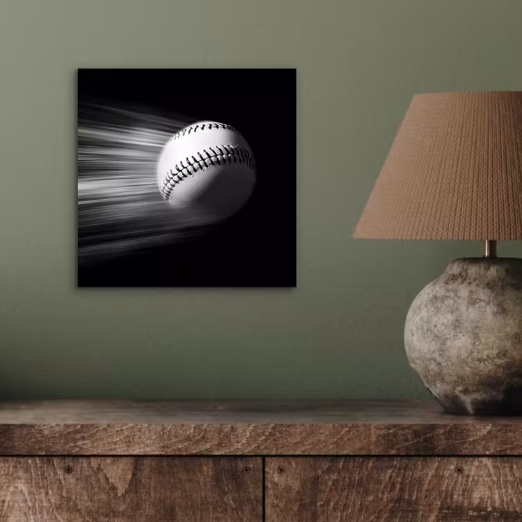 Aluminium schilderij - Honkbal - Wit - Vliegt — 3