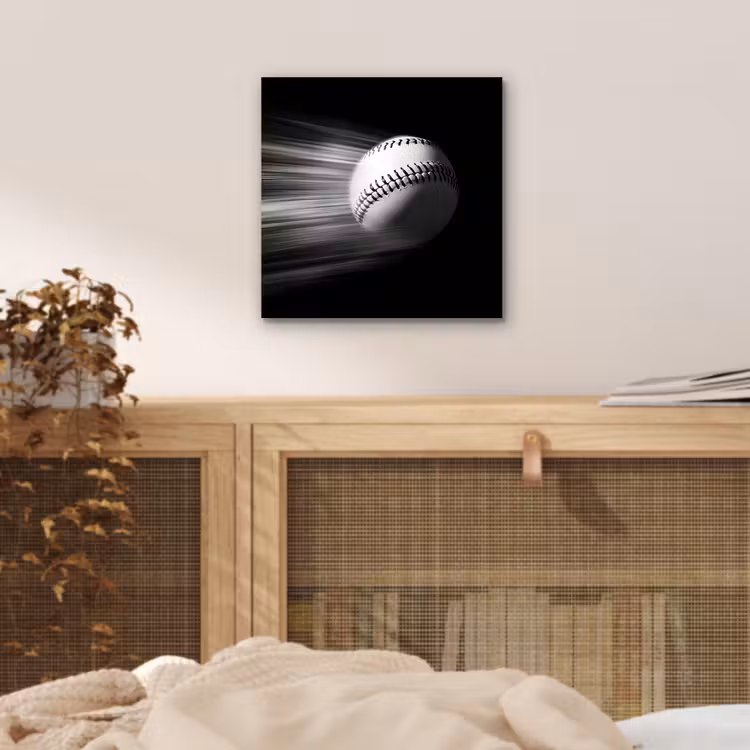Aluminium schilderij - Honkbal - Wit - Vliegt — 4