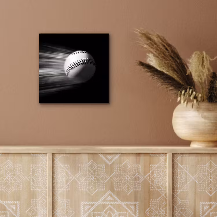 Aluminium schilderij - Honkbal - Wit - Vliegt — 5