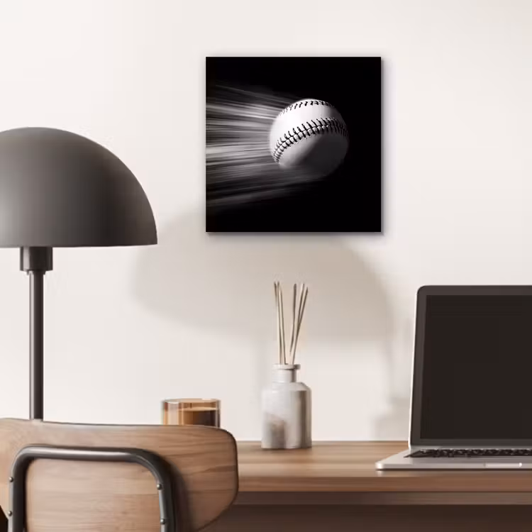 Aluminium schilderij - Honkbal - Wit - Vliegt — 6