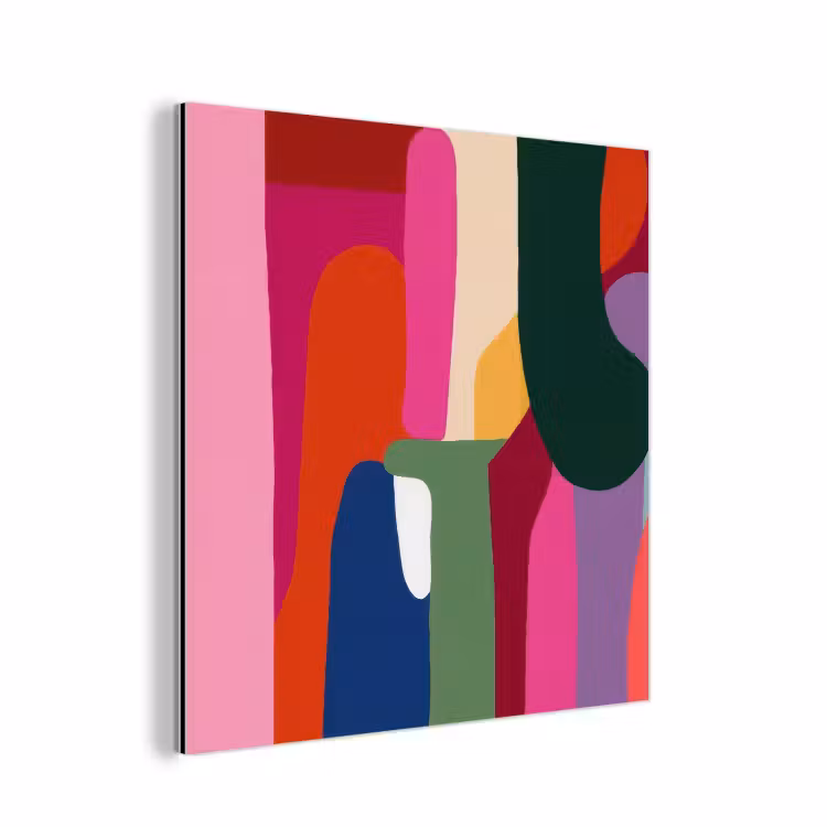 Aluminium schilderij - Kleurvakken - Recht - Rond - Abstract — 1