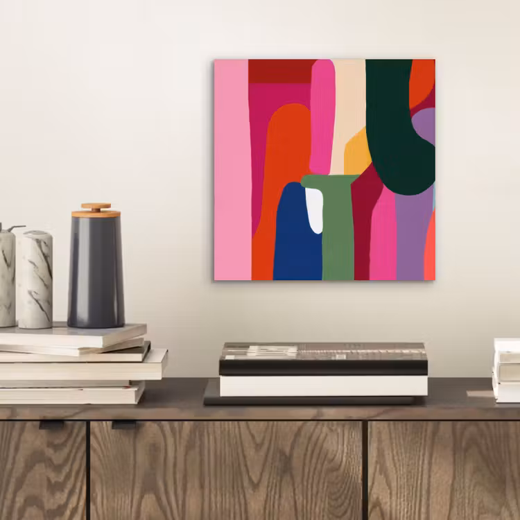Aluminium schilderij - Kleurvakken - Recht - Rond - Abstract — 2