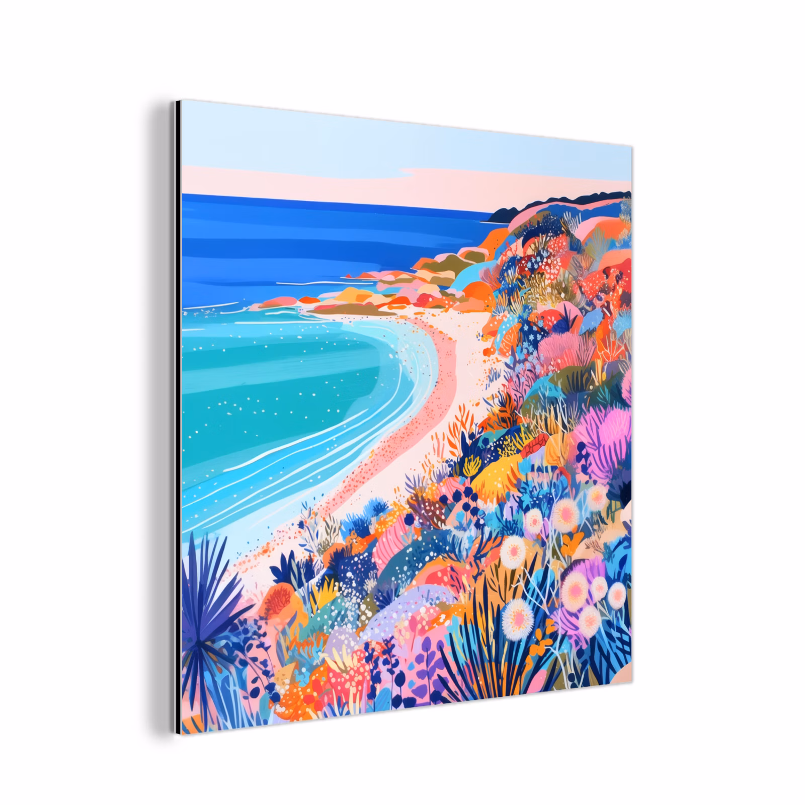 Aluminium schilderij - Bloemenweide - Zee - Zomers — 1