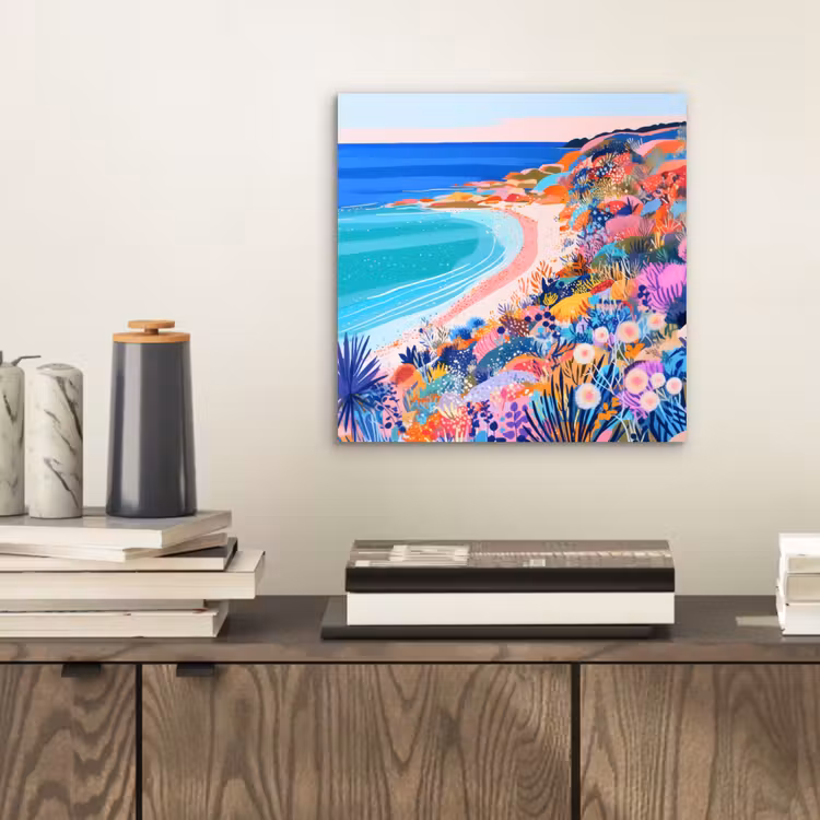 Aluminium schilderij - Bloemenweide - Zee - Zomers — 2