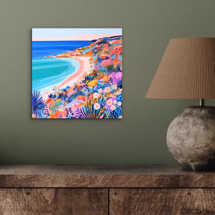 Aluminium schilderij - Bloemenweide - Zee - Zomers — 3