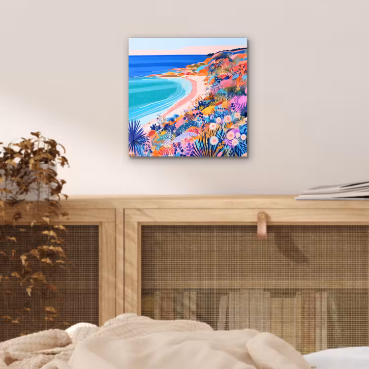 Aluminium schilderij - Bloemenweide - Zee - Zomers — 4
