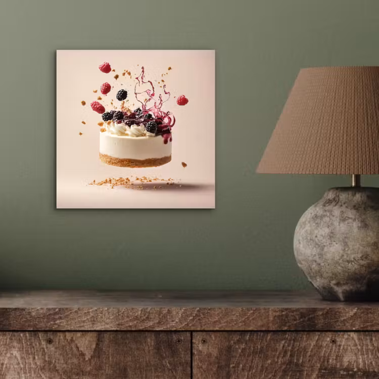 Aluminium schilderij - Cheesecake - Eten - Roze - Taart — 3