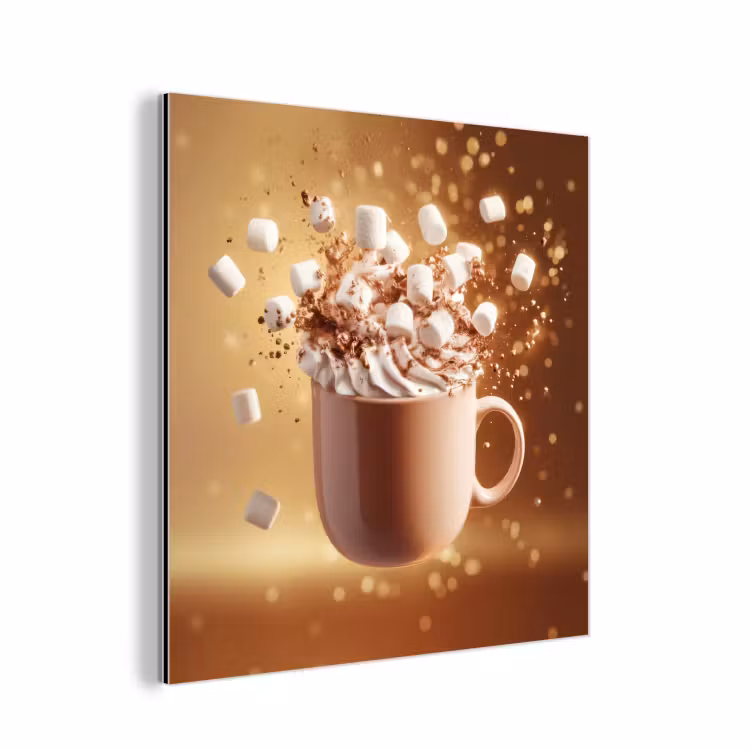 Aluminium schilderij - Chocomelk - Drinken - Warm - Bruin — 1
