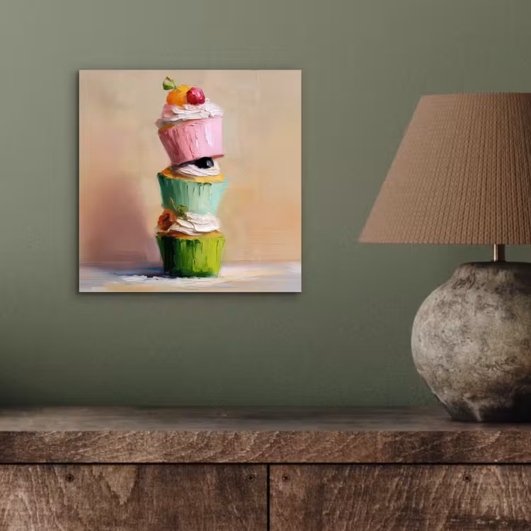 Aluminium schilderij - Cupcakes - Gestapeld - Kleurrijk - Fruit — 3