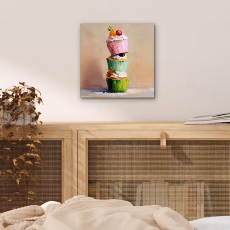 Aluminium schilderij - Cupcakes - Gestapeld - Kleurrijk - Fruit — 4