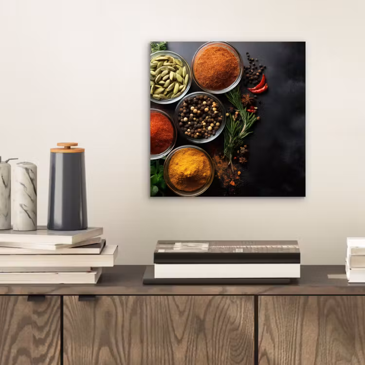 Aluminium schilderij - Glazen - Bakjes - Blaadjes - Kruiden — 2