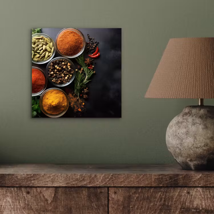 Aluminium schilderij - Glazen - Bakjes - Blaadjes - Kruiden — 3