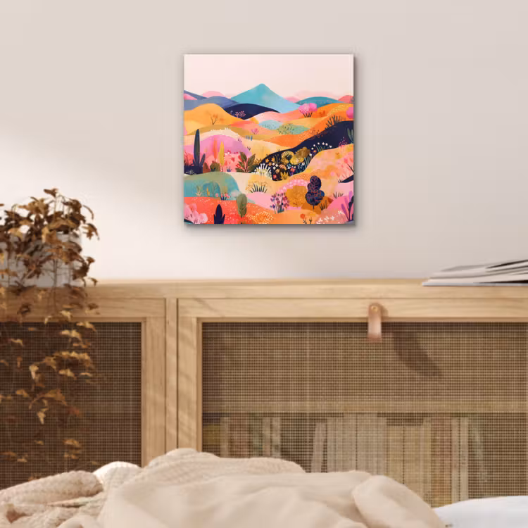 Aluminium schilderij - Golvende heuvels - Abstracte planten - Dromerig — 4