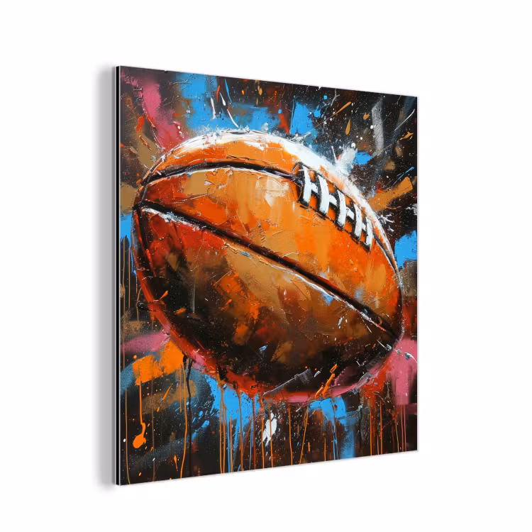 Aluminium schilderij - Graffiti - Rugby - Kleurrijk - Rugbybal — 1