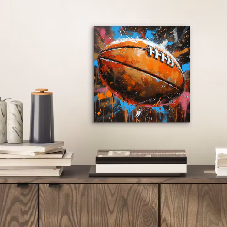 Aluminium schilderij - Graffiti - Rugby - Kleurrijk - Rugbybal — 2