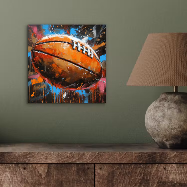 Aluminium schilderij - Graffiti - Rugby - Kleurrijk - Rugbybal — 3