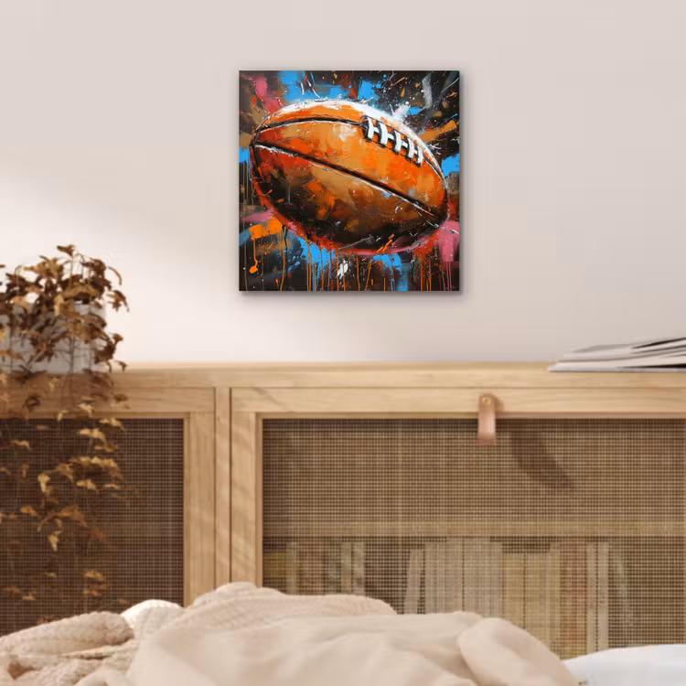 Aluminium schilderij - Graffiti - Rugby - Kleurrijk - Rugbybal — 4