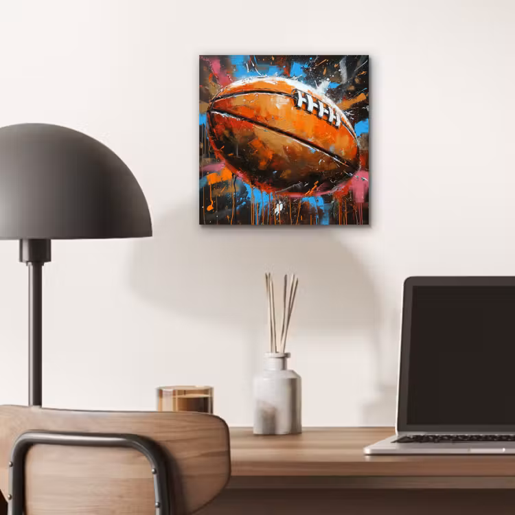 Aluminium schilderij - Graffiti - Rugby - Kleurrijk - Rugbybal — 6