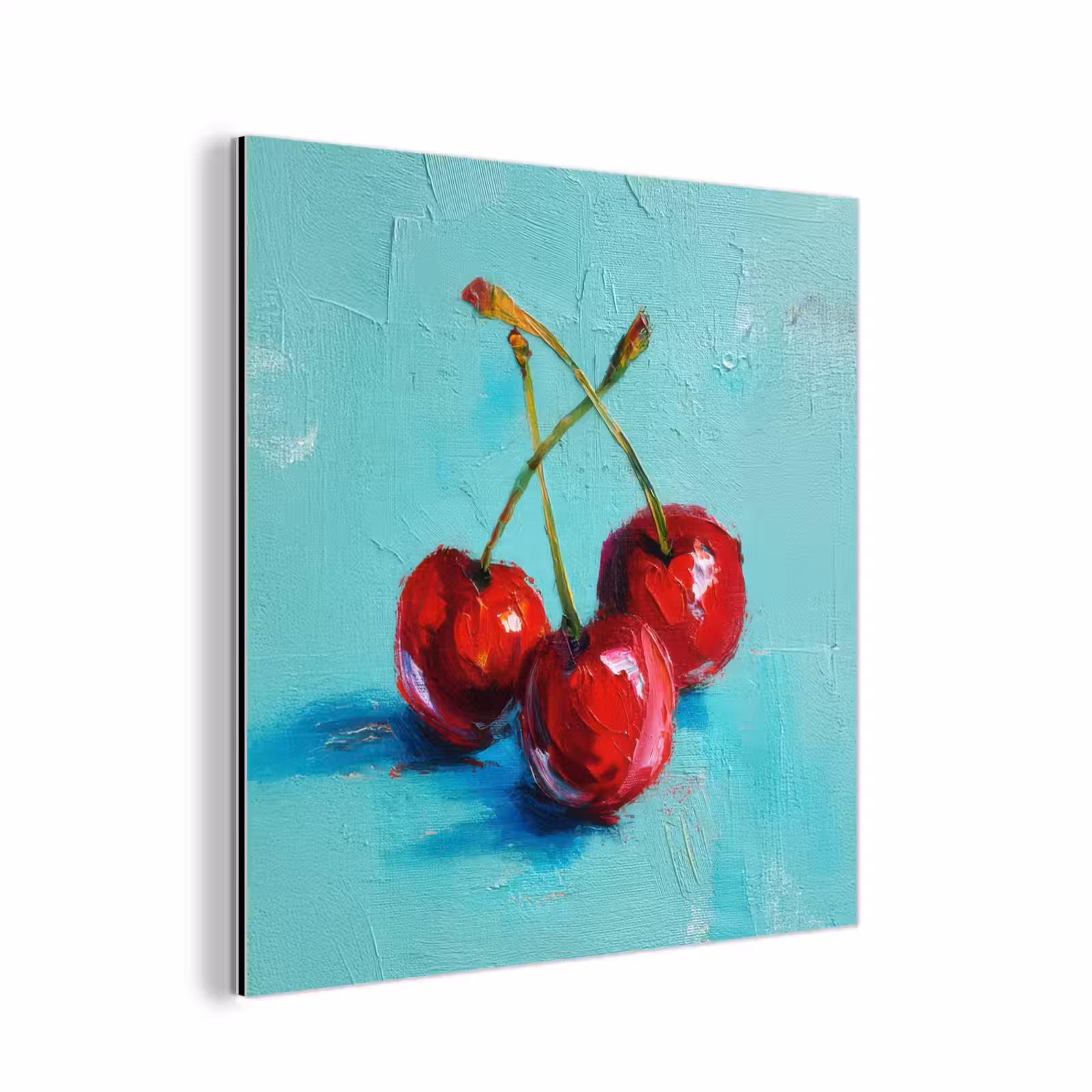 Aluminium schilderij - Kersen - Rood - Drie - Geverfd — 1
