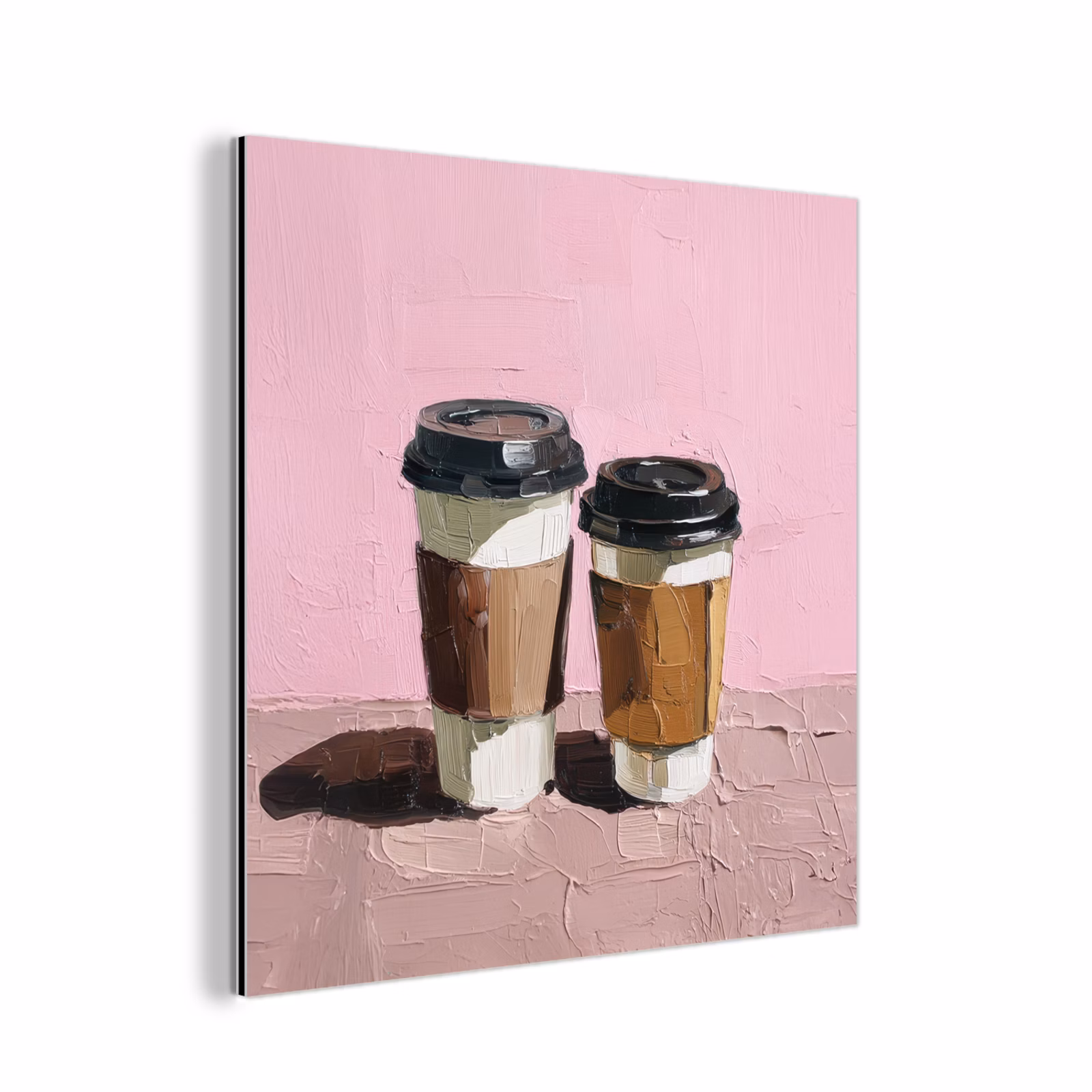 Aluminium schilderij - Koffiebekers - Deksel - Verf - Textuur — 1
