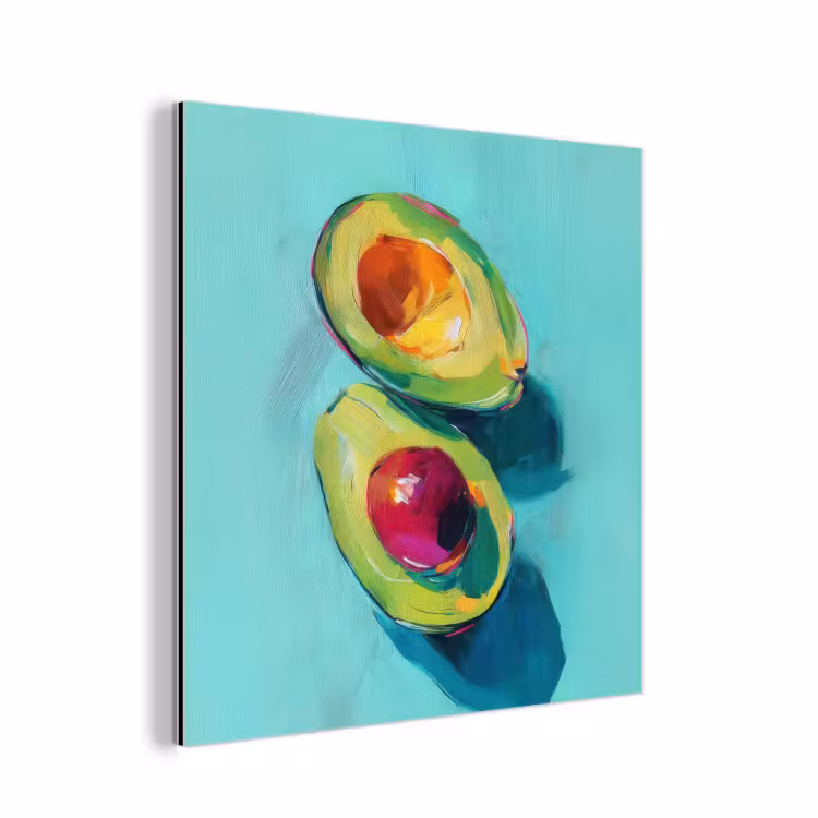 Aluminium schilderij - Avocado - Groen - Pit - Schaduw — 1