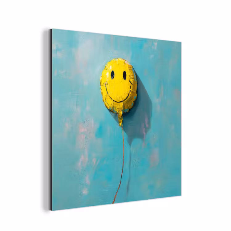 Aluminium schilderij - Ballon - Geel - Smiley — 1
