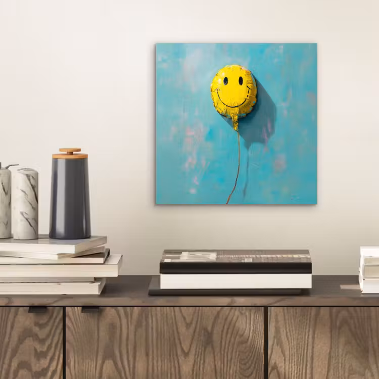 Aluminium schilderij - Ballon - Geel - Smiley — 2