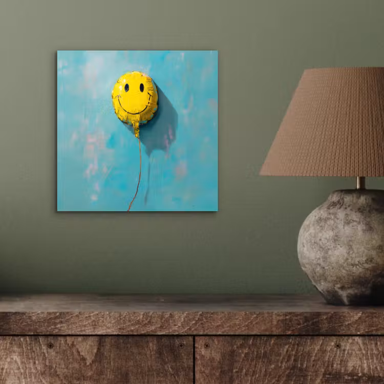 Aluminium schilderij - Ballon - Geel - Smiley — 3