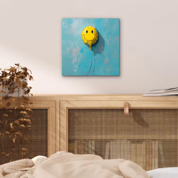 Aluminium schilderij - Ballon - Geel - Smiley — 4