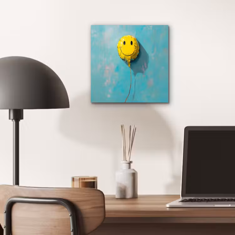 Aluminium schilderij - Ballon - Geel - Smiley — 6