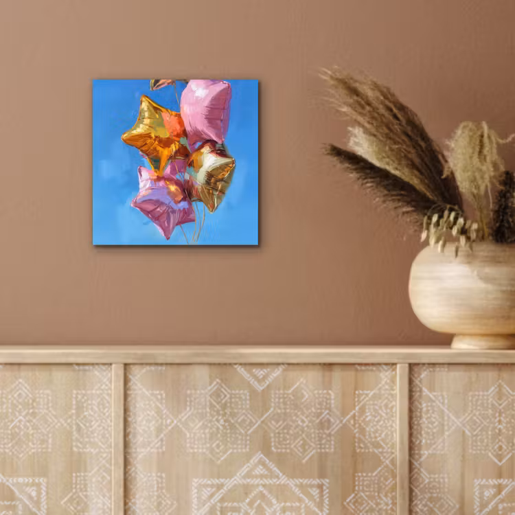 Aluminium schilderij - Ballonnen - Goud - Stervorm - Roze — 5