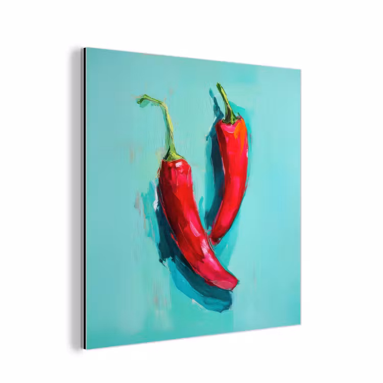 Aluminium schilderij - Chilipepers - Geverfd - Rood — 1