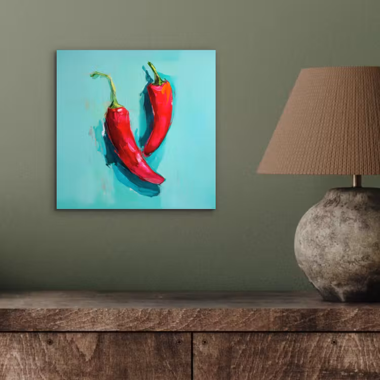 Aluminium schilderij - Chilipepers - Geverfd - Rood — 3